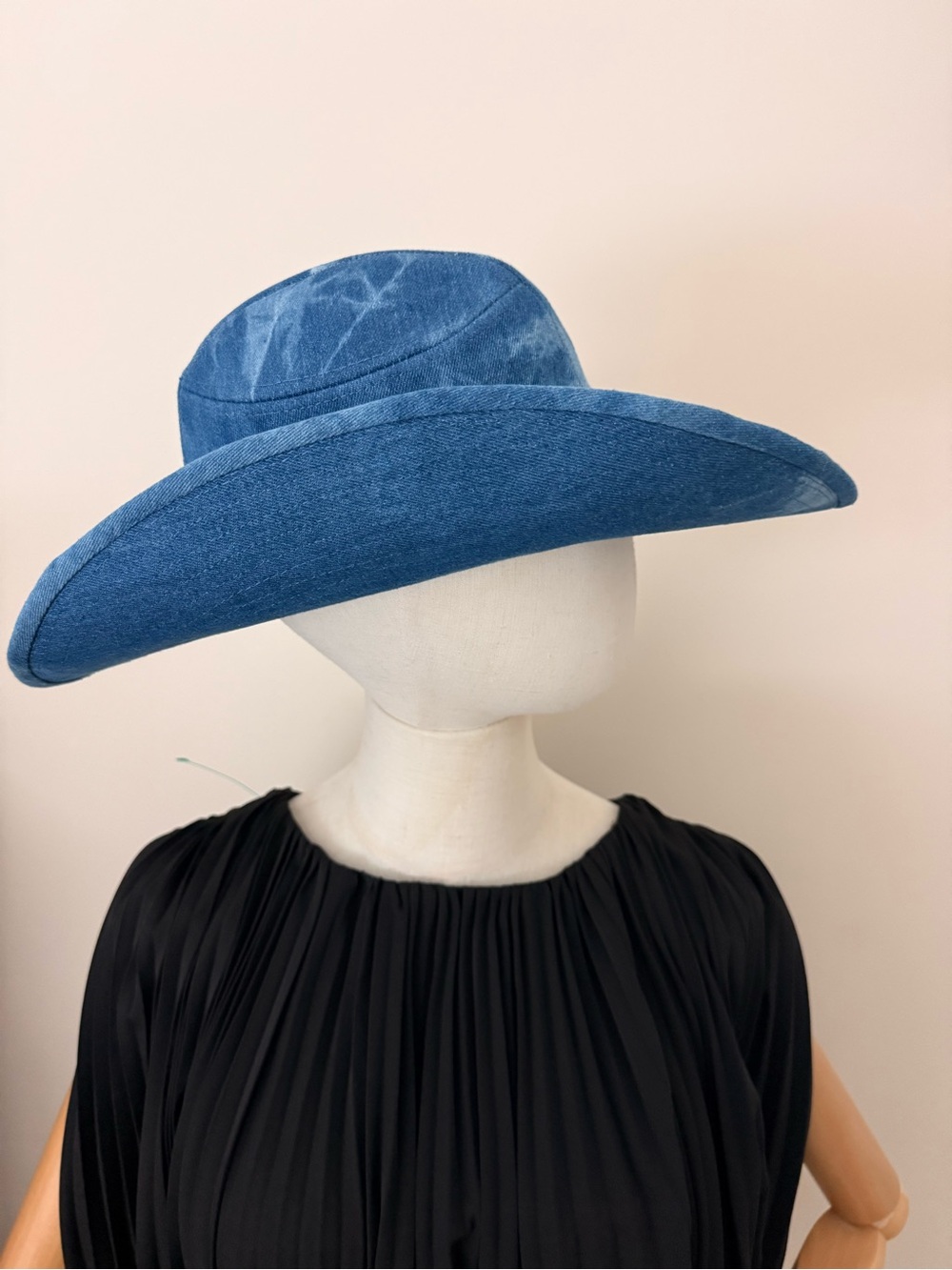 Wyeth Washed Blue Denim Cowboy Rancher Hat Wide Brim OS Festival Boho